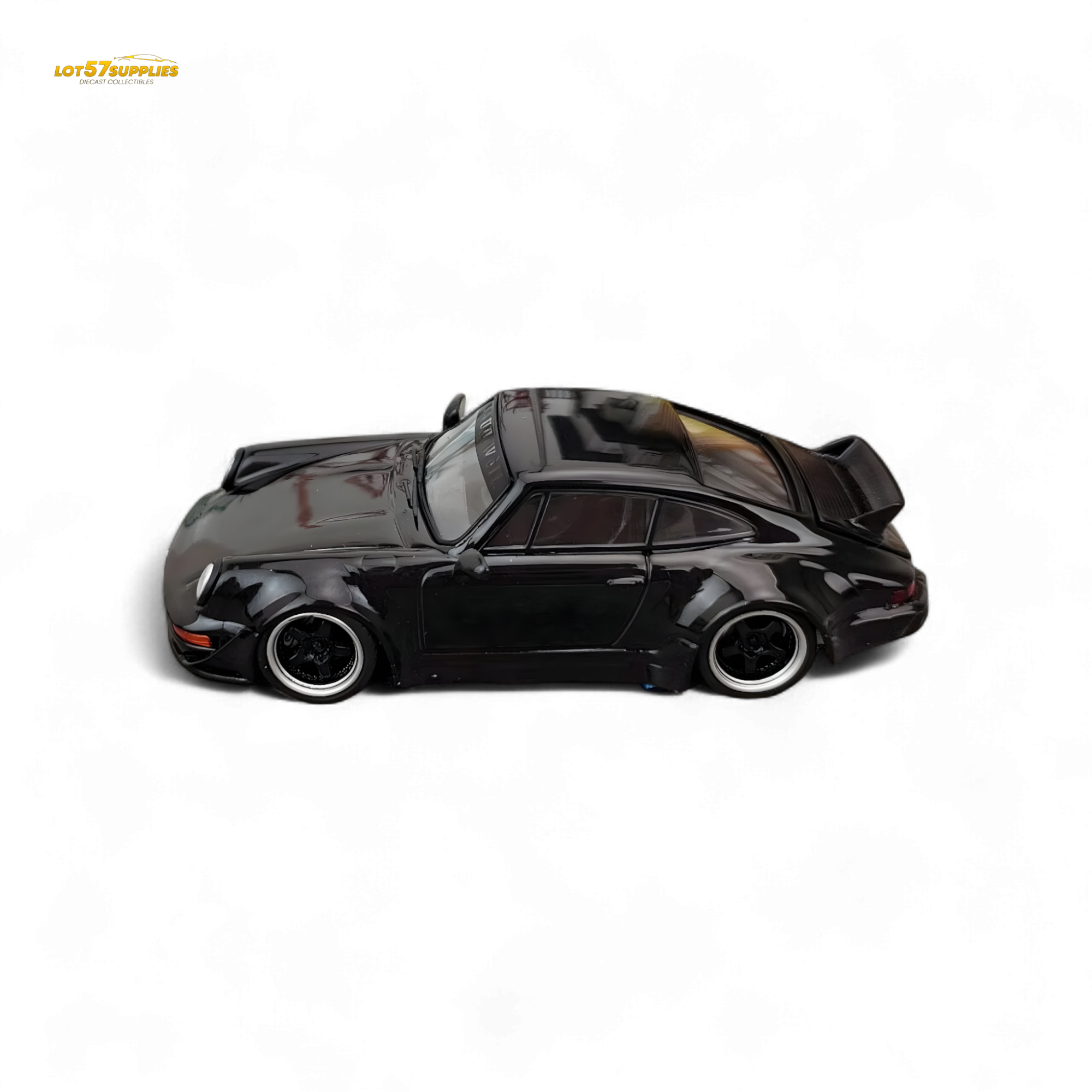 Flame Porsche 964 RWB Ducktail in Gloss Black 1:64