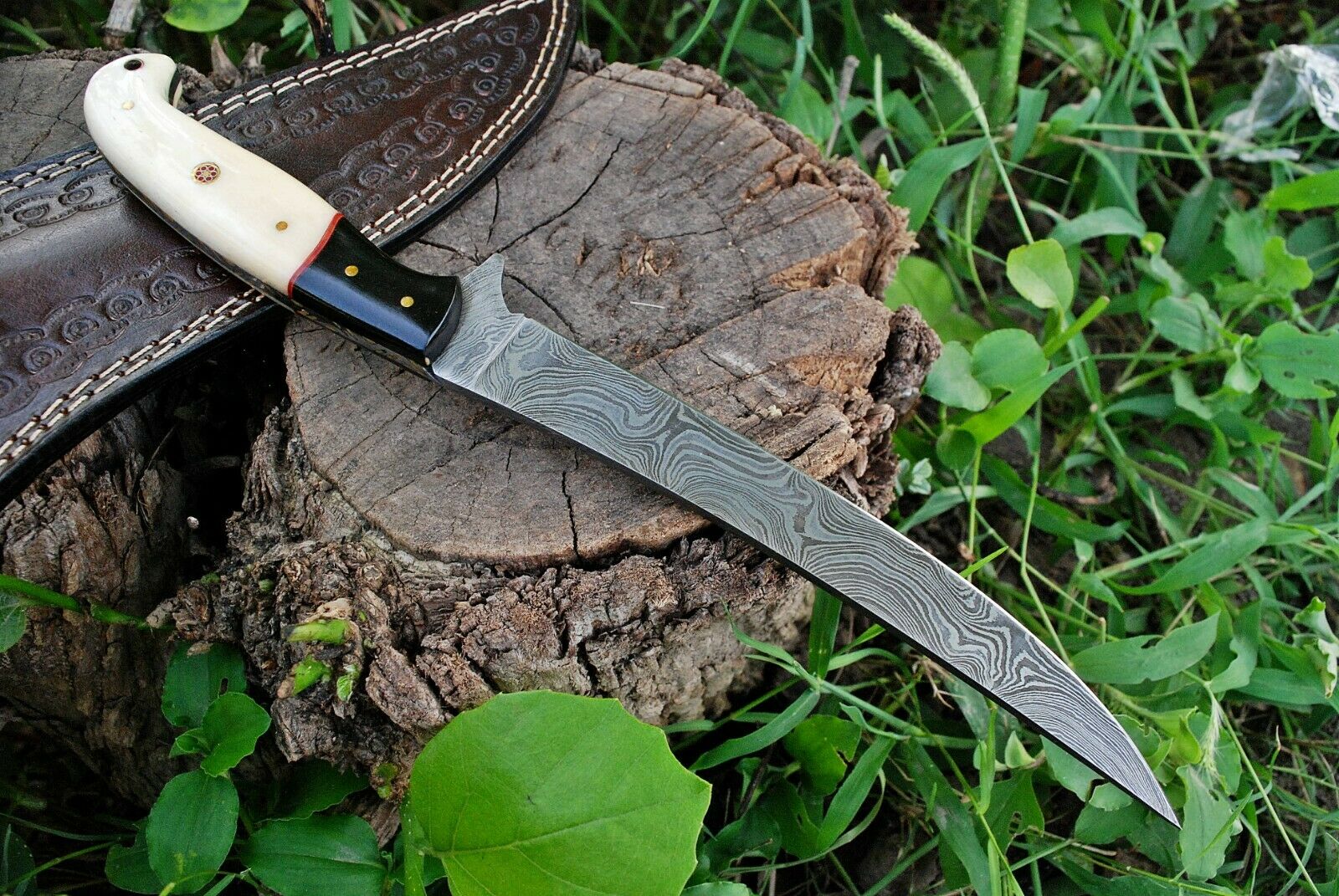 Fish Skinning Knife – 8" Damascus Steel Blade
