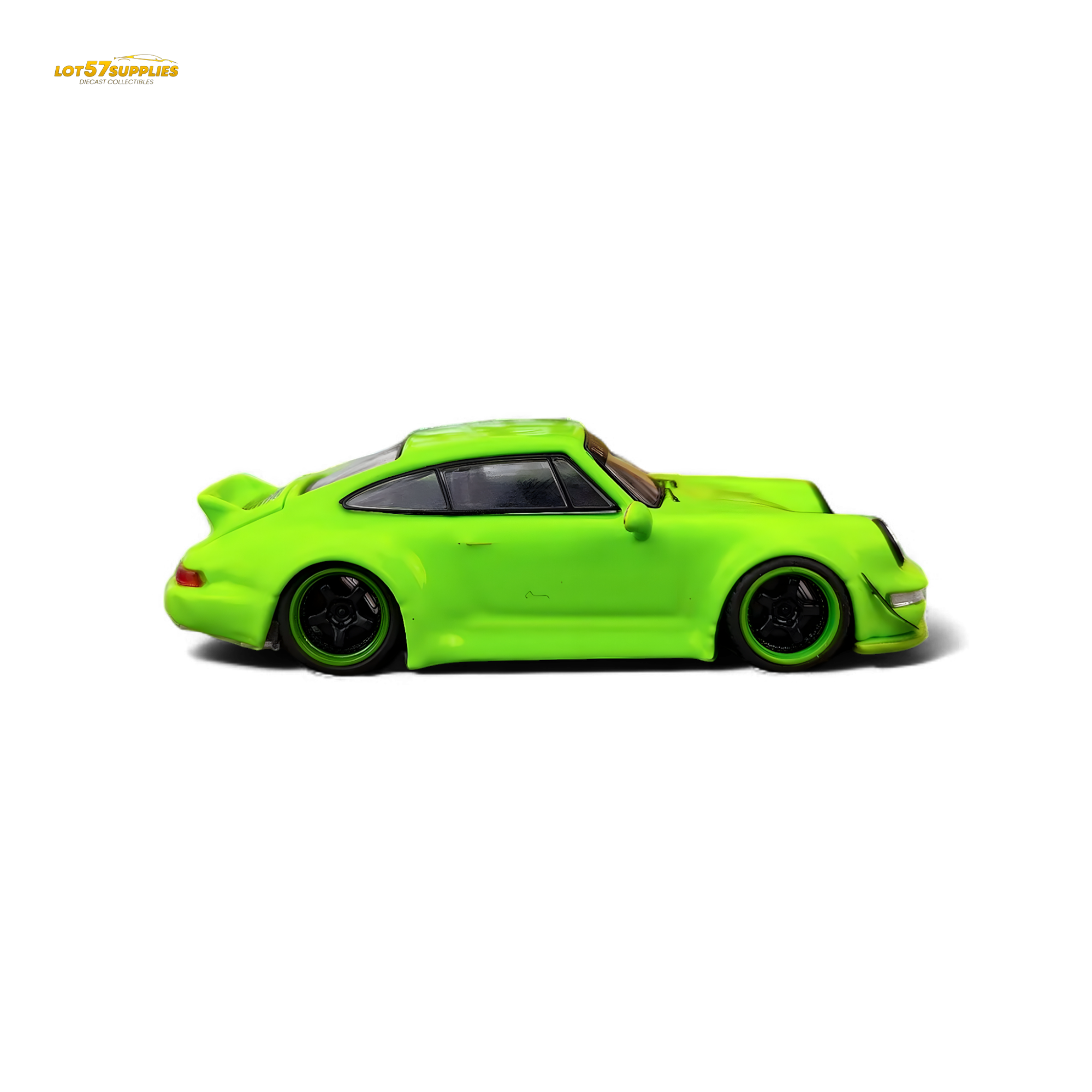 Flame Porsche 964 RWB Ducktail in Fluorescent Green 1:64