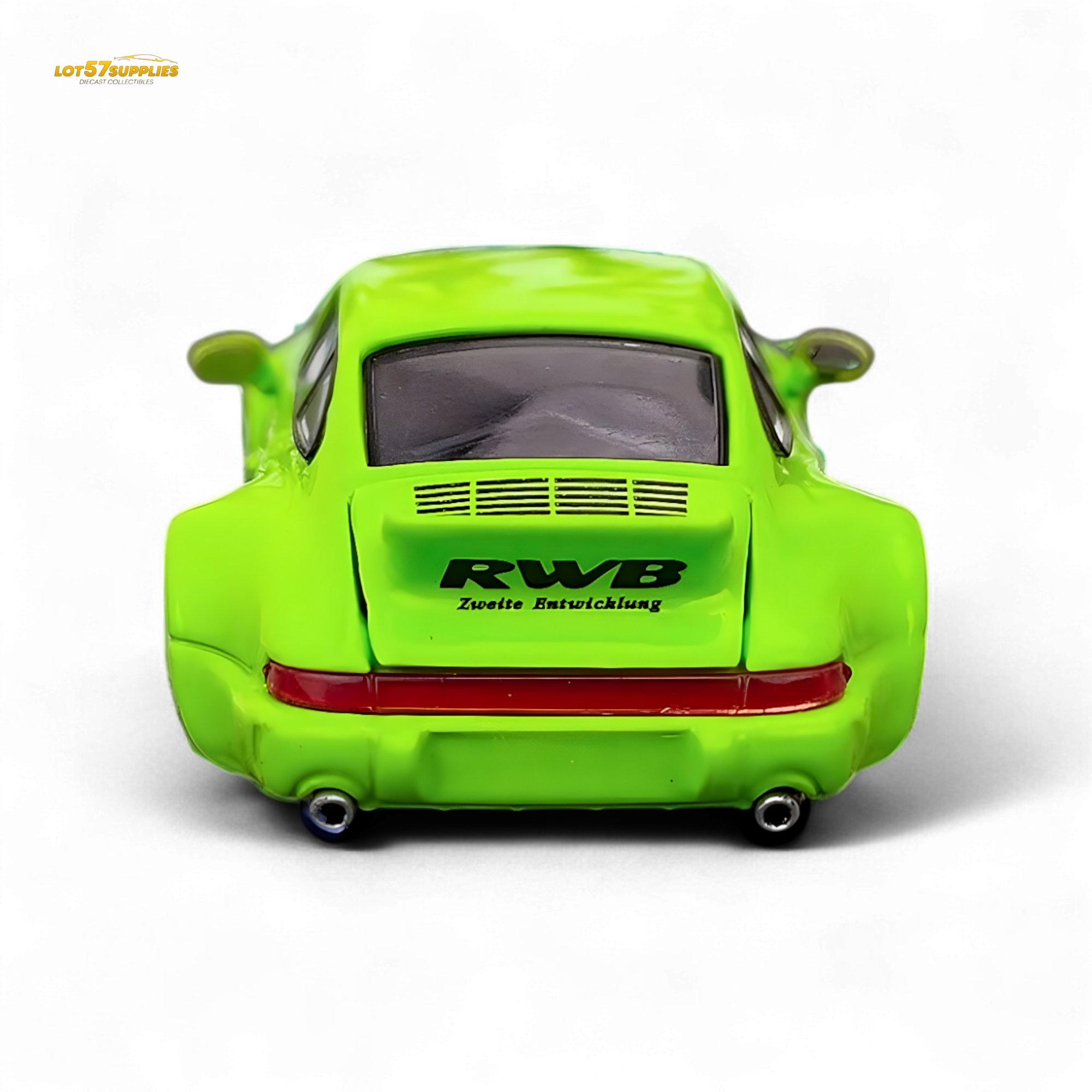 Flame Porsche 964 RWB Ducktail in Fluorescent Green 1:64
