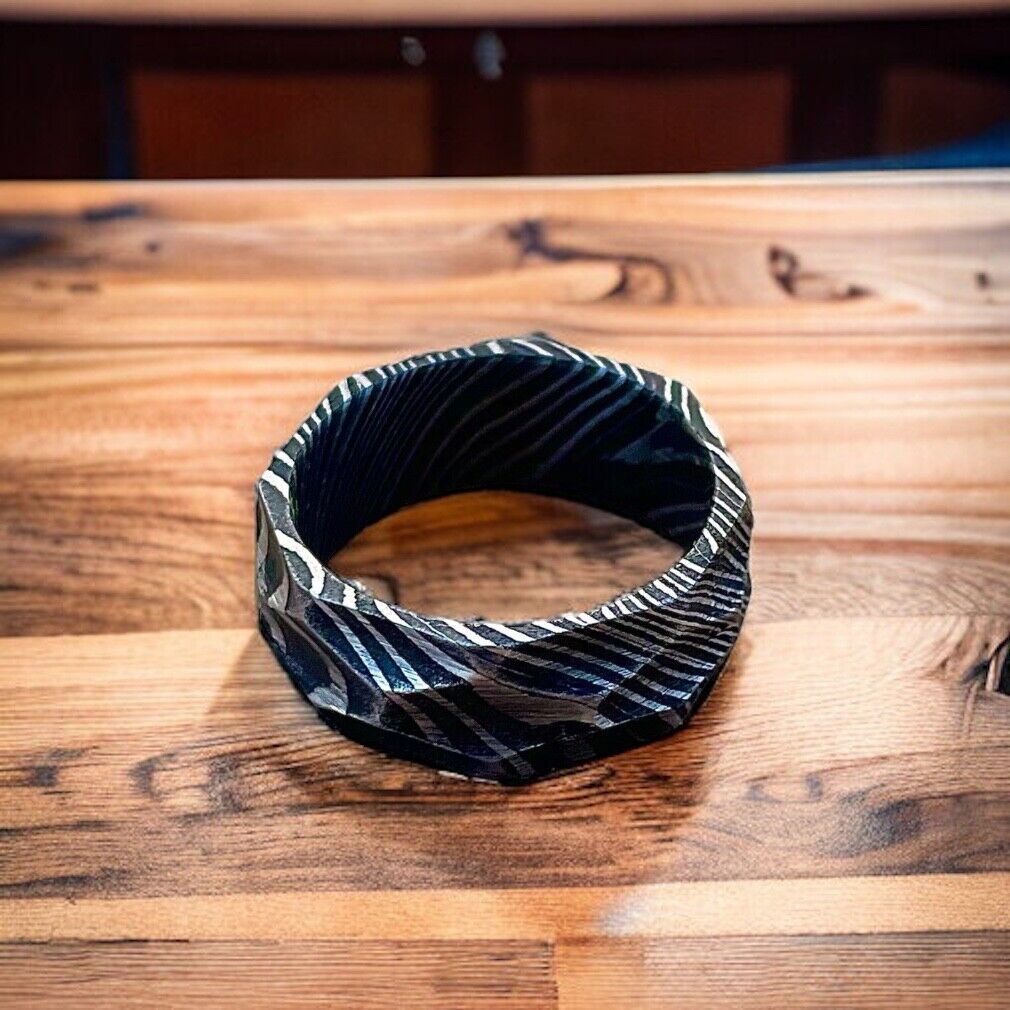 Timeless Bond Hand-Forged Damascus Steel Proposal Memory Ring by KBS Knives Store