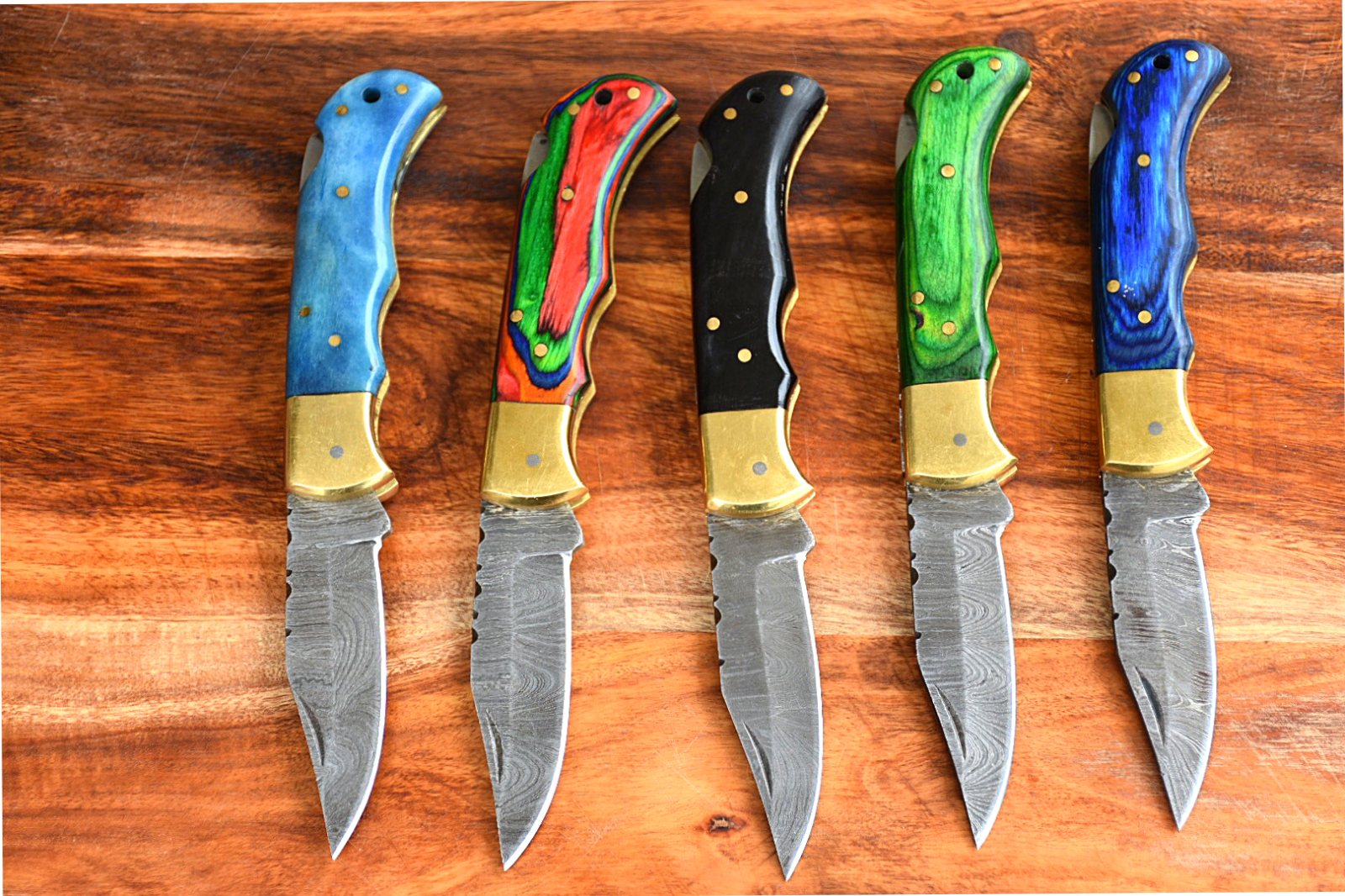 Back Lock Mechanism Folding Pocket Knives with 5 Variants of Handle Materials and Brass Bolster, 3-inch Blade Length