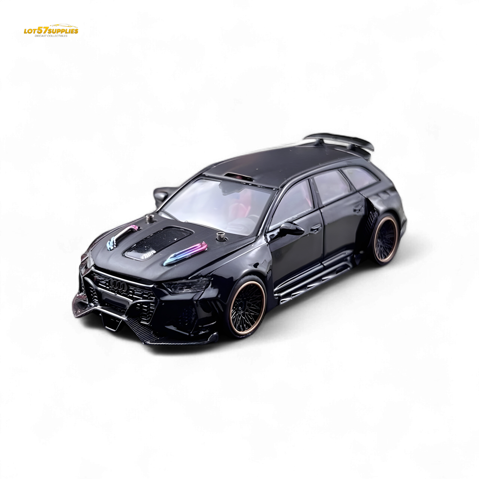 DCM Modified Audi RS6 Wagon Metallic Black - Engine & Openable Hood 1:64