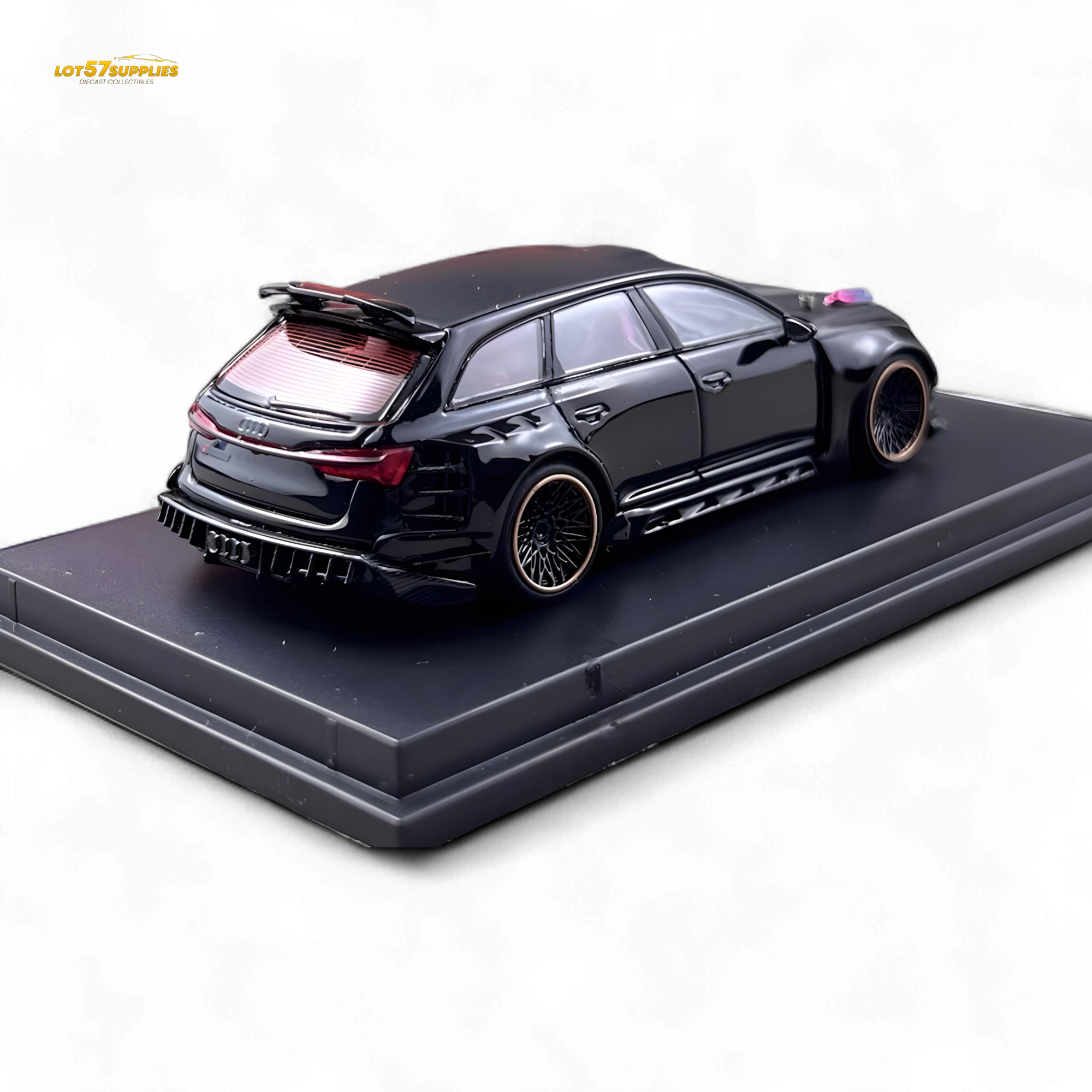 DCM Modified Audi RS6 Wagon Metallic Black - Engine & Openable Hood 1:64