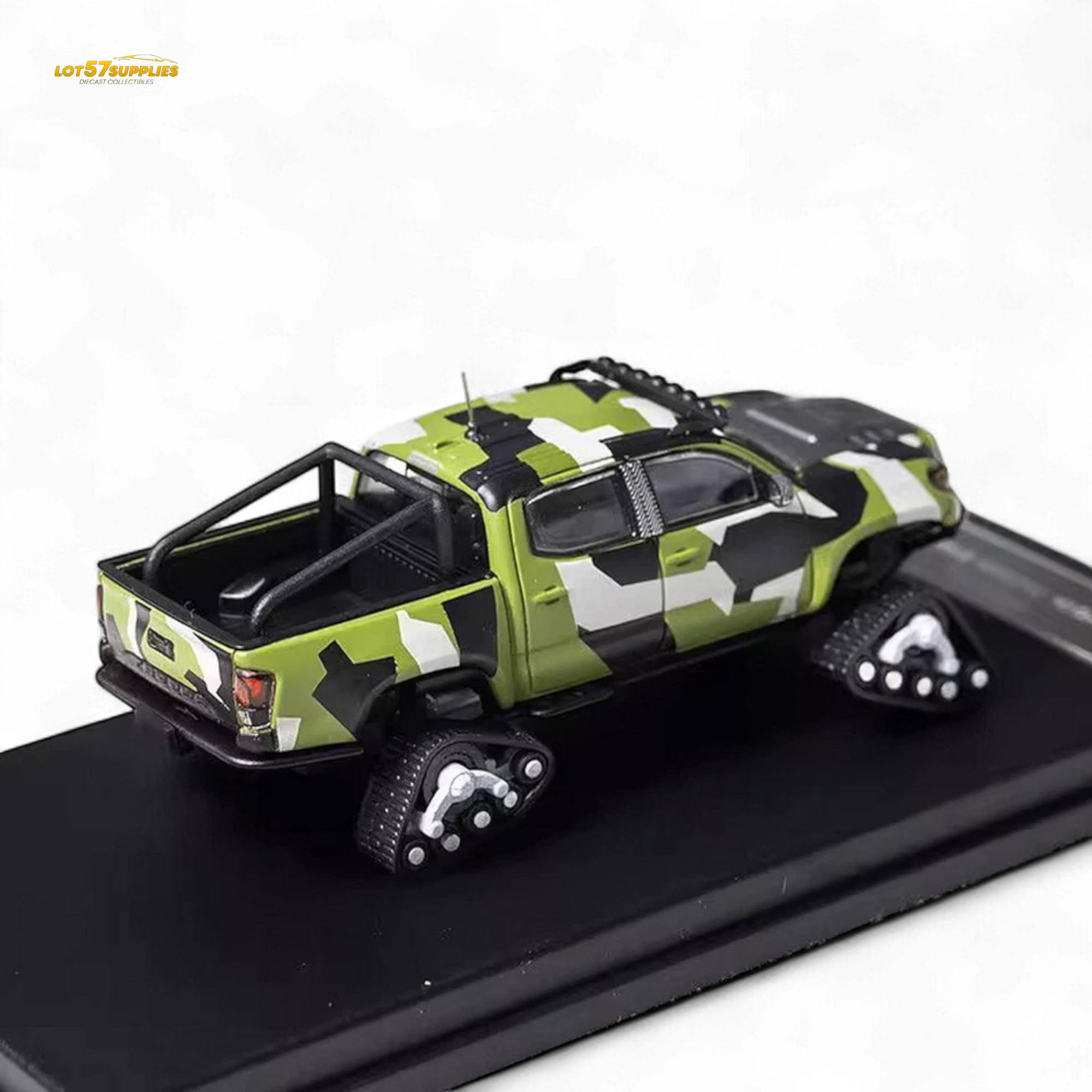 GCD Toyota TACOMA SNOW VERSION in Green Camo & 3PMSF Tires 1:64