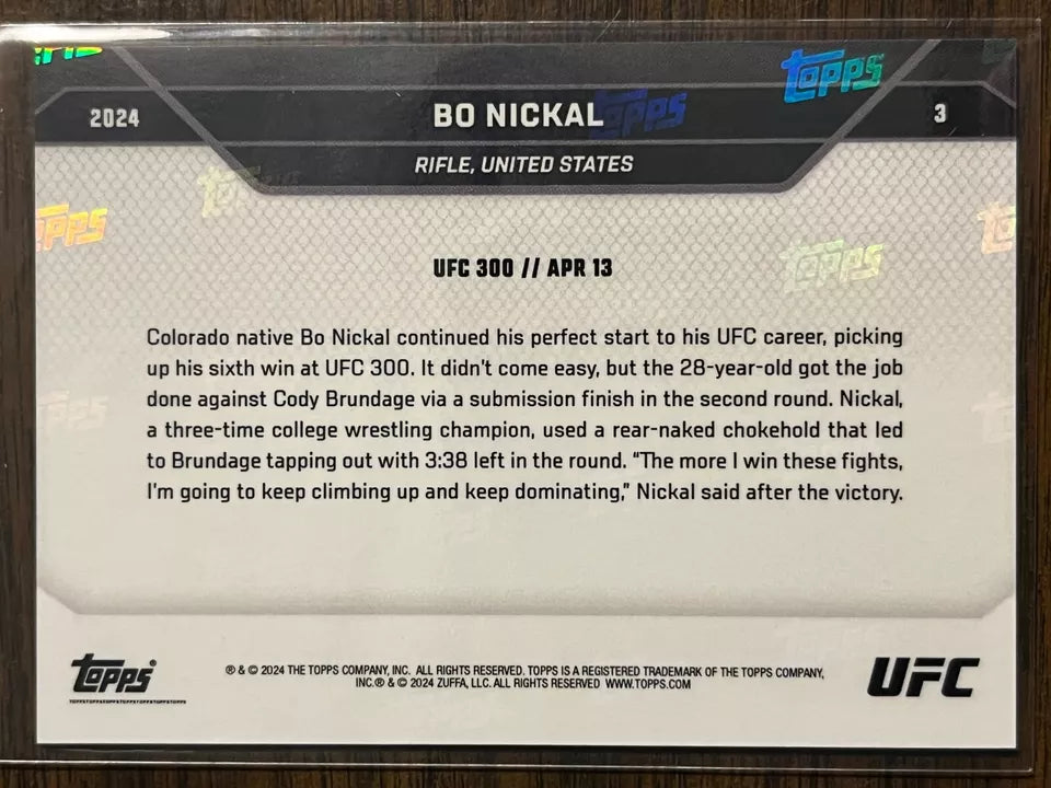 2024 Topps Now Bo Nickal #3 MMA UFC Card