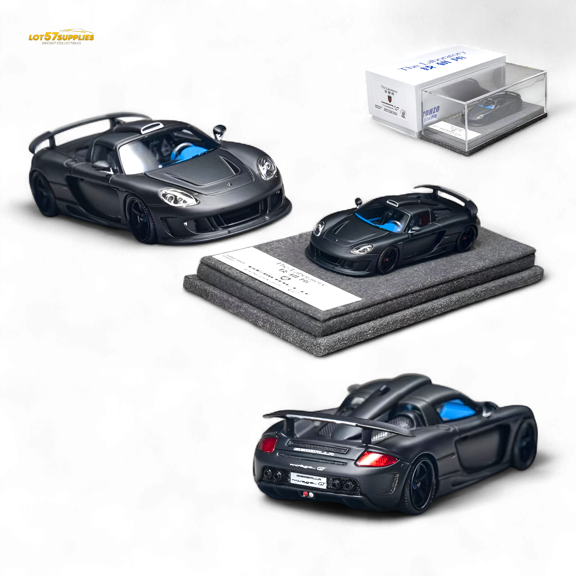 The Laboratory X ZONZO Gemballa Mirage GT MATTE BLACK 1:64 Resin