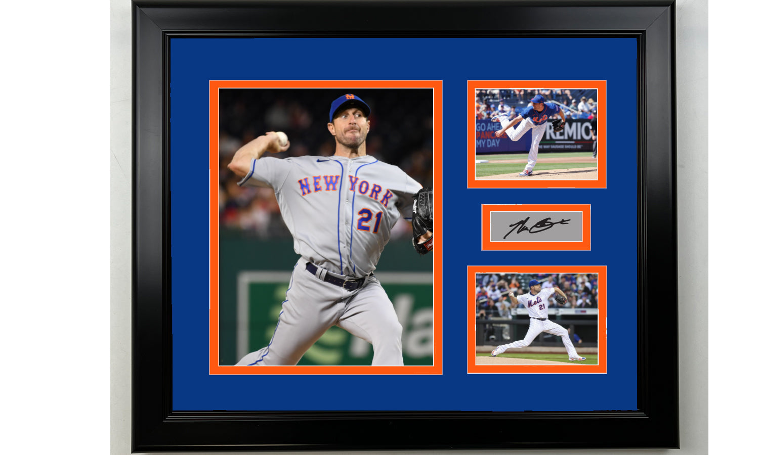 Framed Max Scherzer New York Mets Facsimile Laser Engraved Signature Baseball 14x11 3 Photo Collage