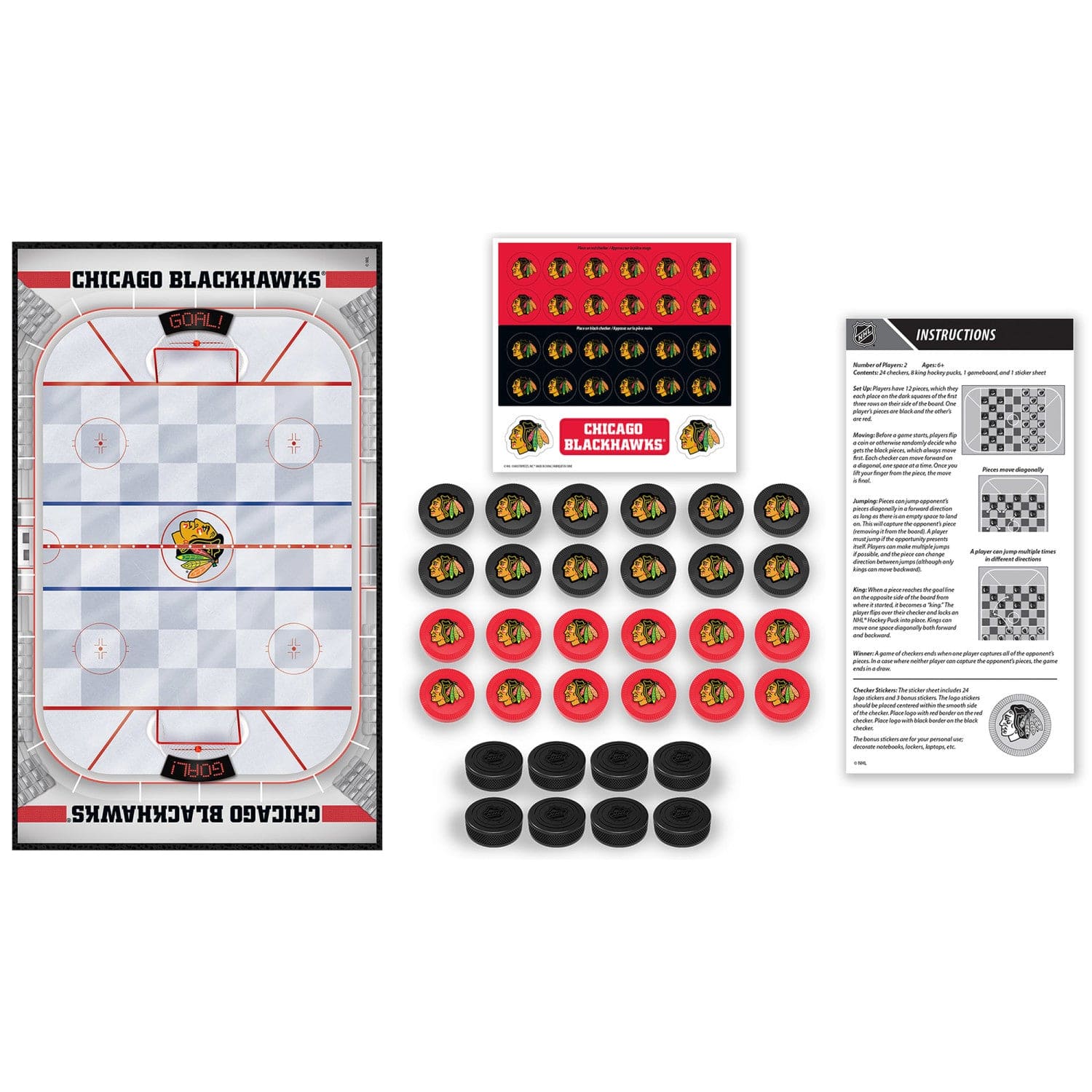 Chicago Blackhawks Checkers Board Game