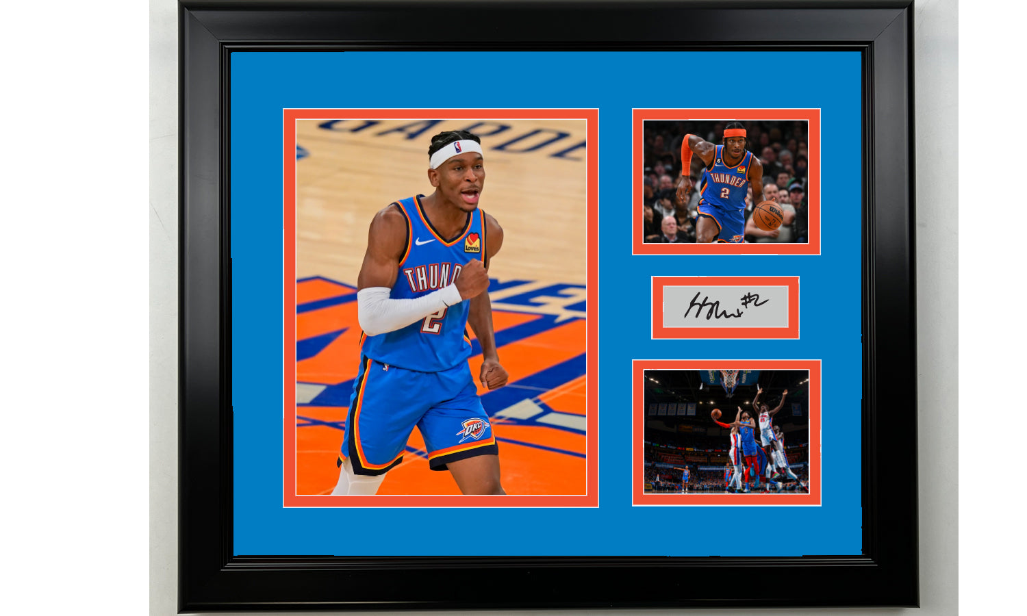 Framed Shai Gilgeous-Alexander Oklahoma City Thunder Facsimile Laser Engraved Signature Basketball 14x11 3 Photo Collage