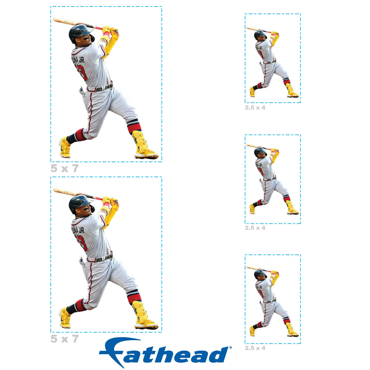 Ronald Acuña Jr. - 5 Player Minis (Mixed Sizes) - Official MLB - Atlanta Braves - Reusable Vinyl Decals