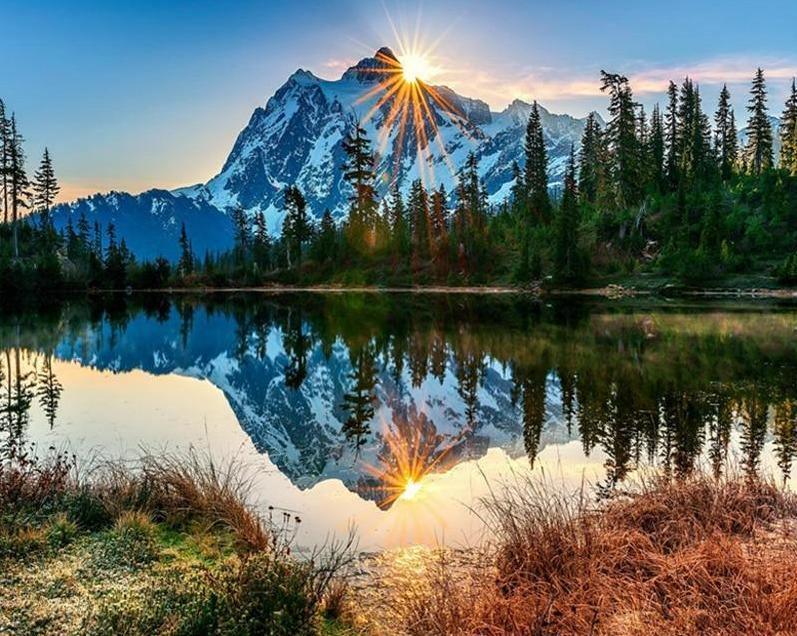 Snow Sunset Mountain
