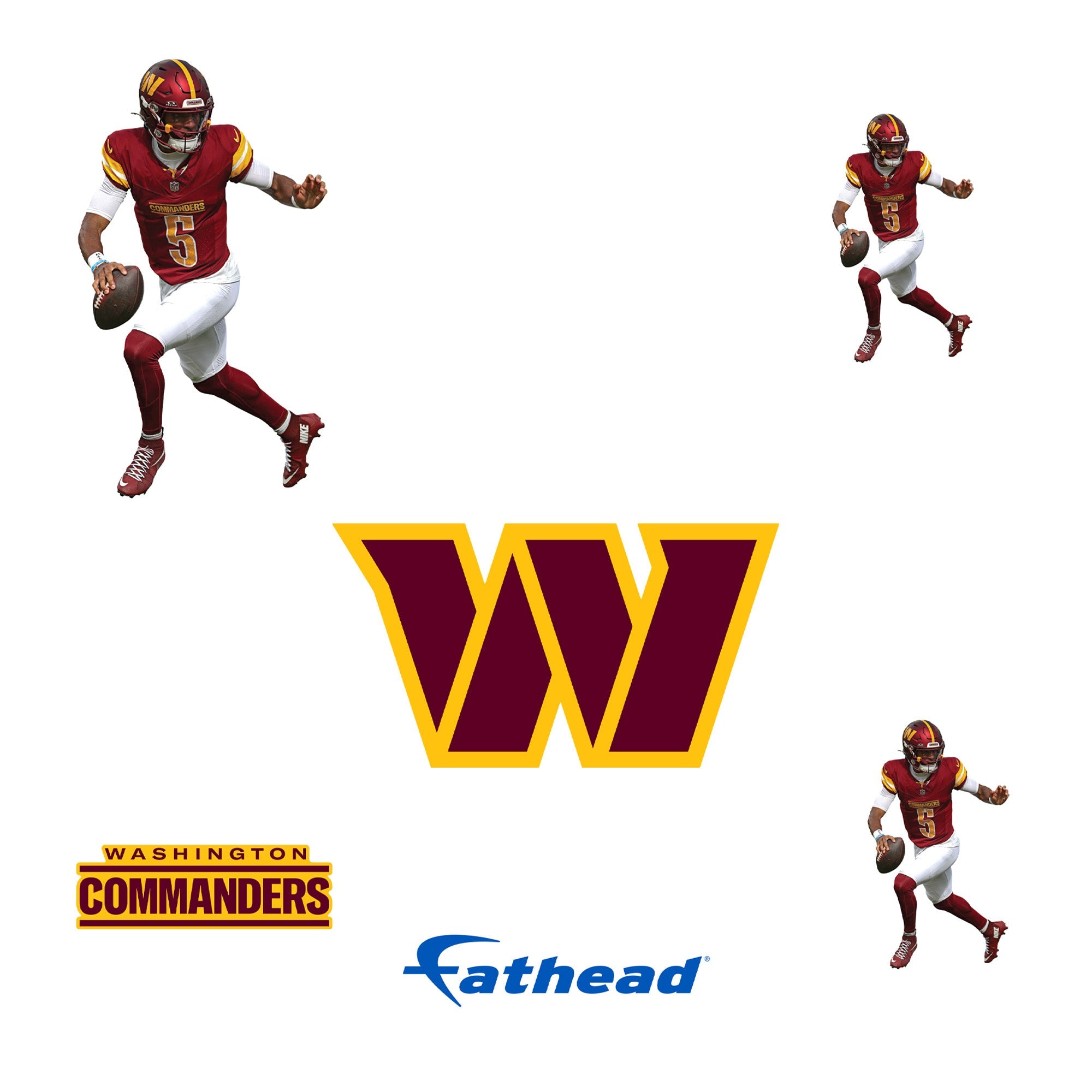 Jayden Daniels - 5 Minis (Mixed Sizes) - Official NFL - Washington Commanders - Reusable Vinyl Decals