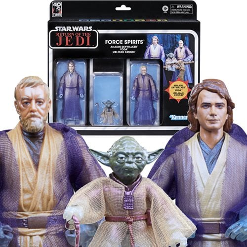 Star Wars The Black Series Anakin Skywalker", " Yoda", " and Obi-Wan Kenobi Force Spirits 6-Inch Action Figures