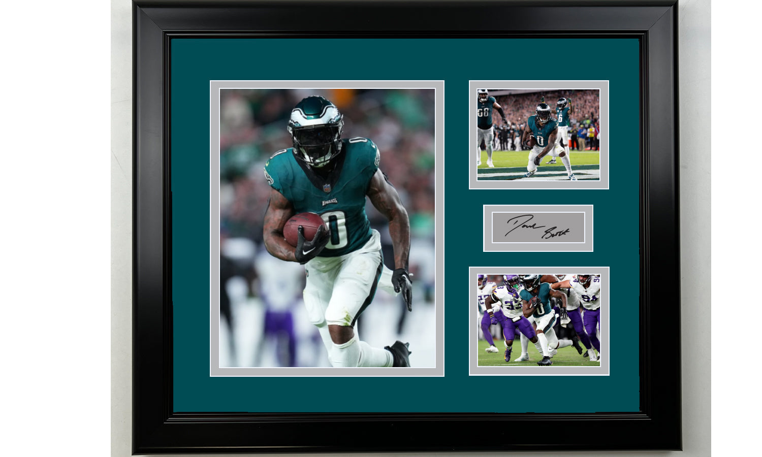Framed D'Andre Swift Philadelphia Eagles Facsimile Laser Engraved Signature Football 14x11 3 Photo Collage