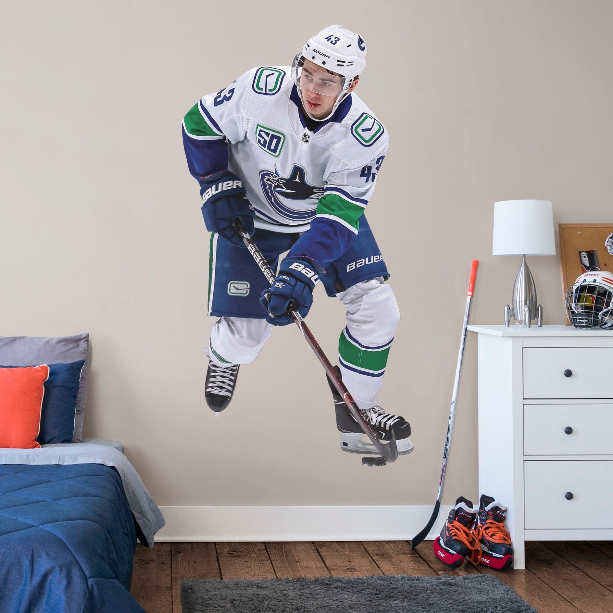 Quinn Hughes - RealBig Collection - Official NHL - Vancouver Canucks - Reusable Vinyl Wall Decals #1