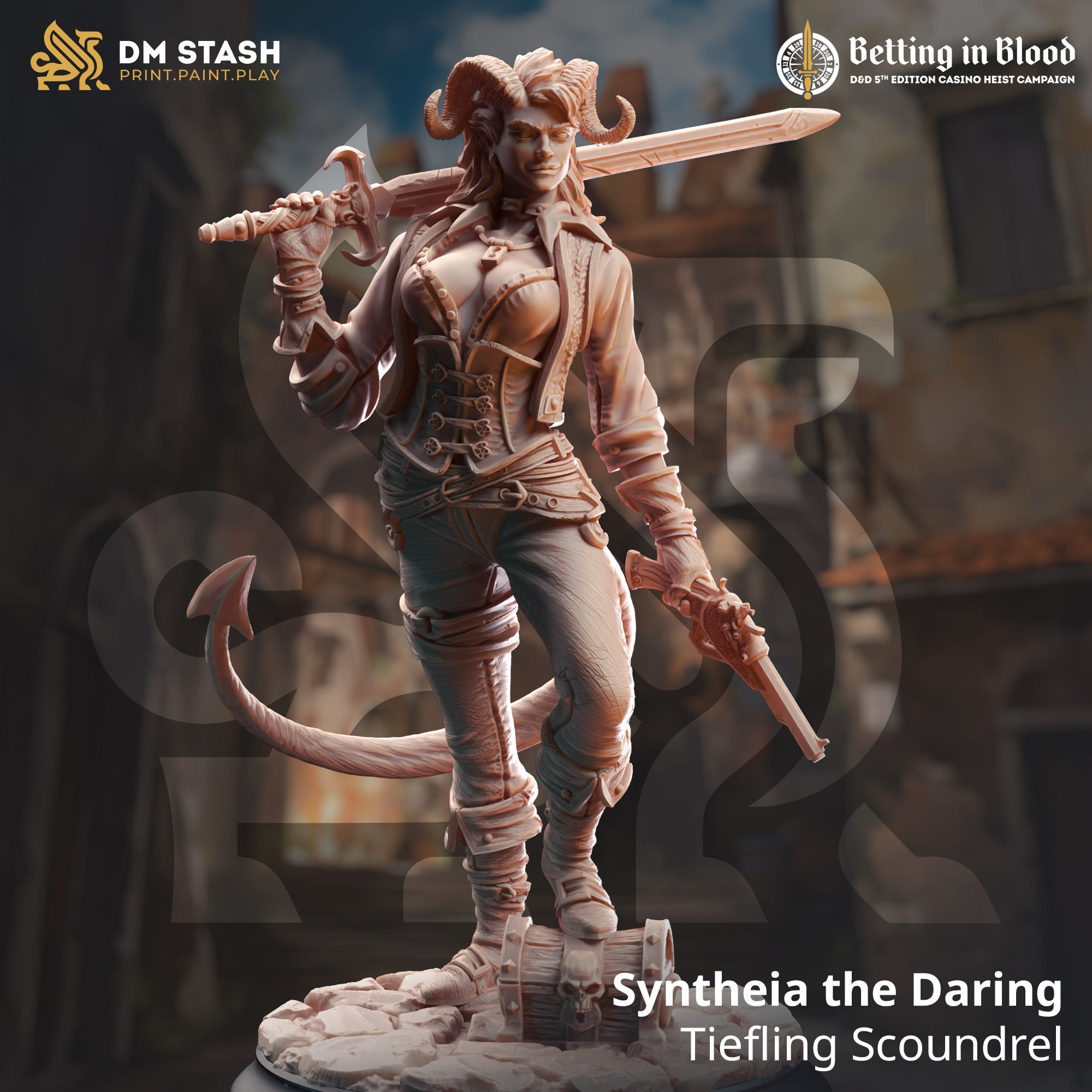 Syntheia the Daring (Female Tiefling Rogue Scoundrel)