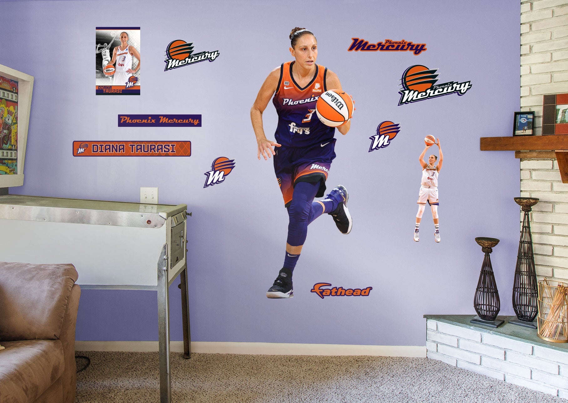 Diana Taurasi - RealBig Collection - Official WNBA - Phoenix Mercury - Reusable Vinyl Wall Decals