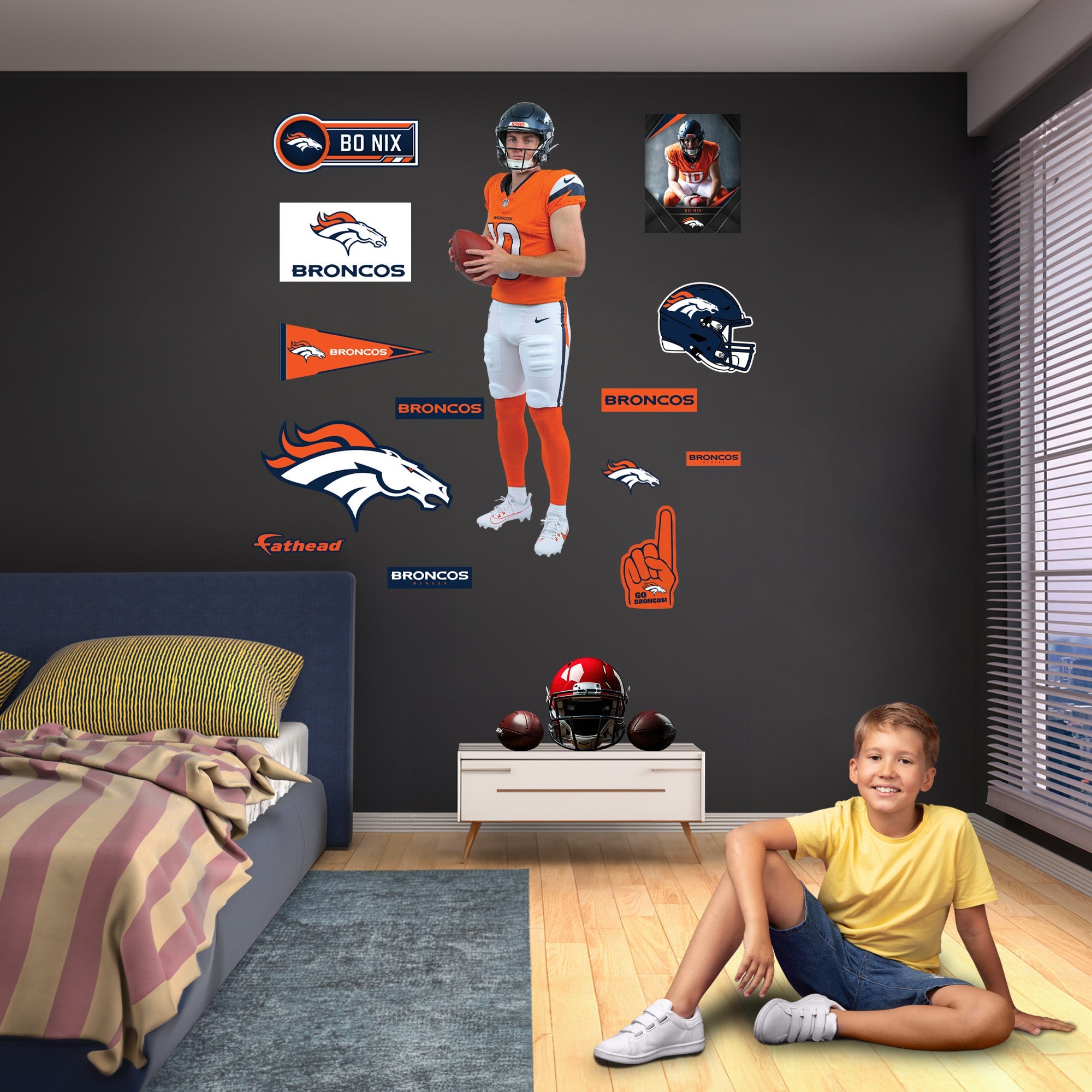 Bo Nix - RealBig Preseason Collection - Official NFL - Denver Broncos - Reusable Vinyl Wall Decals