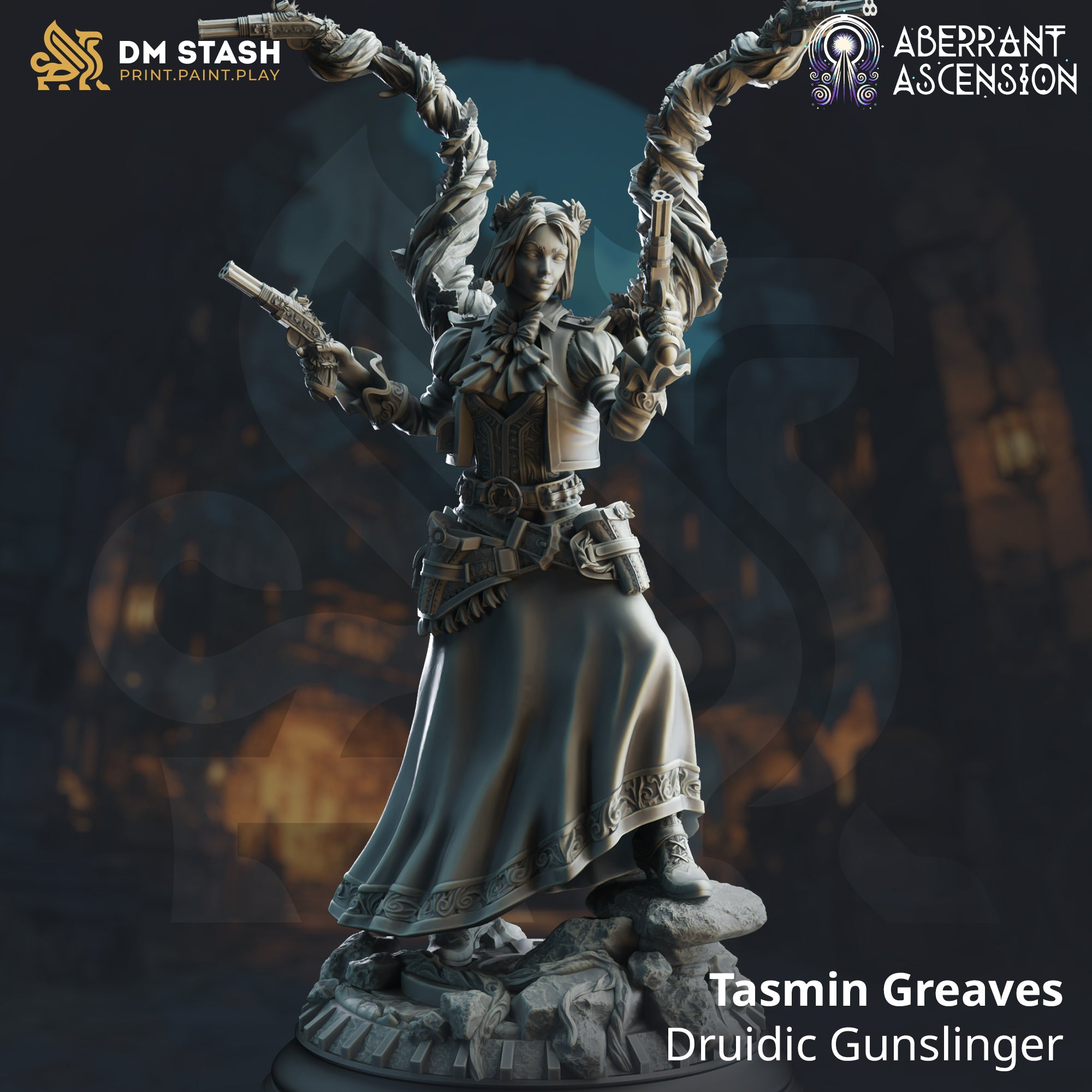 Tasmin Greaves, Druidic Gunslinger (Female Half-Elf Druid)