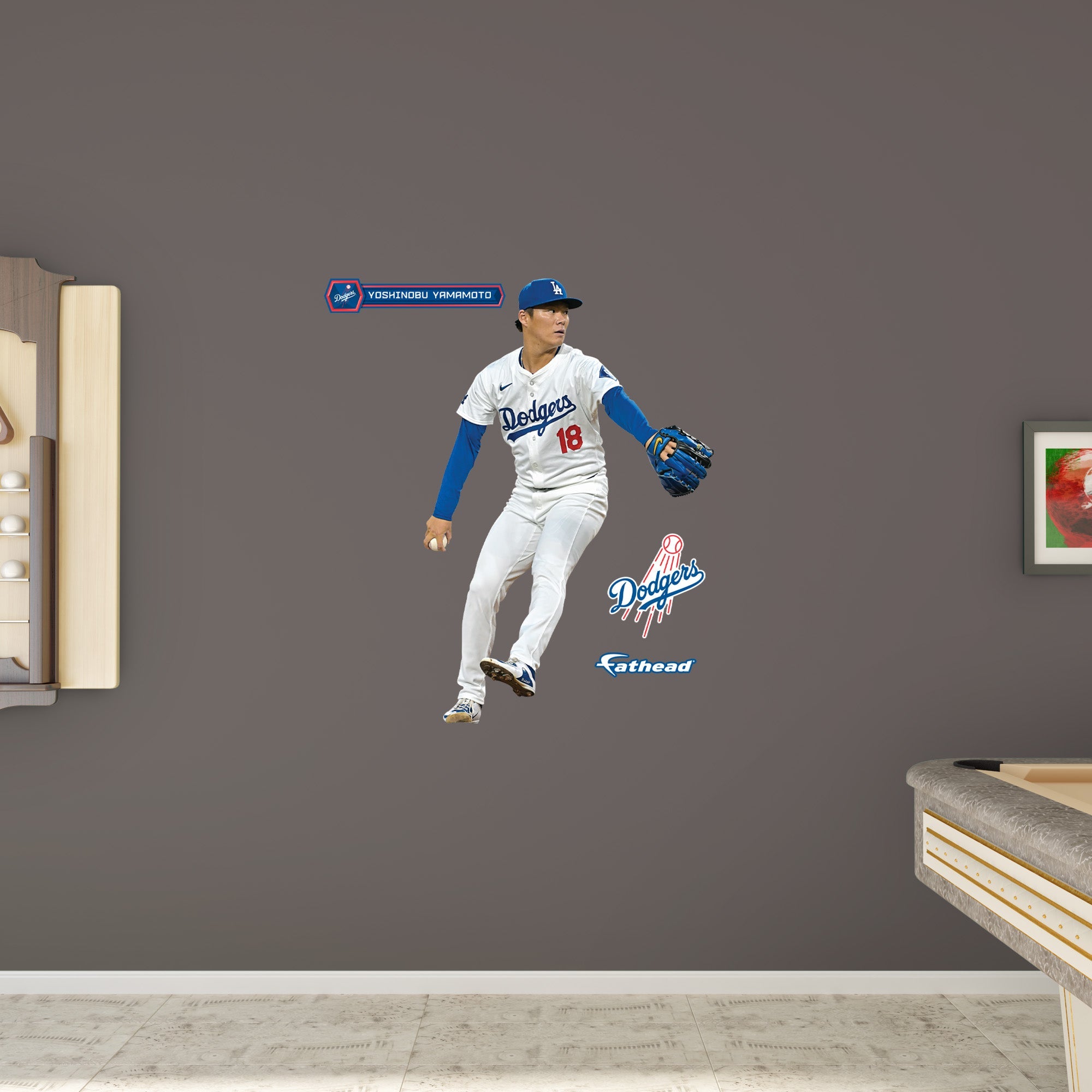 Yoshinobu Yamamoto - RealBig Collection - Official MLB - Los Angeles Dodgers - Reusable Vinyl Wall Decals