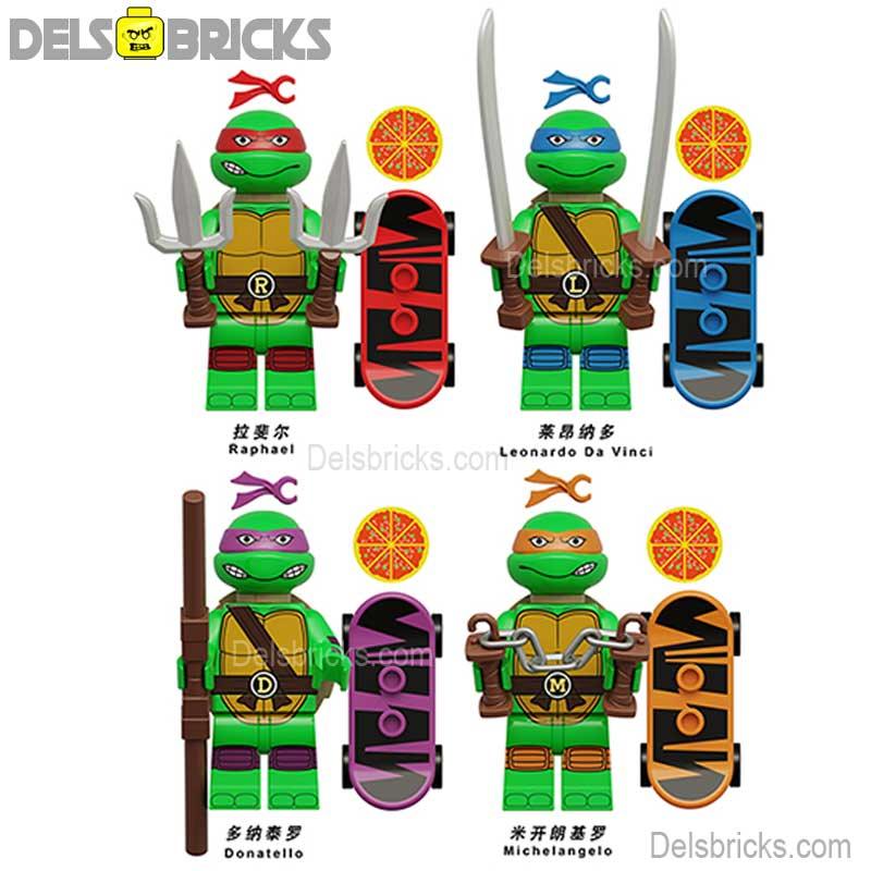 Teenage Mutant Ninja Turtles Mutant Mayhem set of 4 Lego Minifigures Custom Toys 1