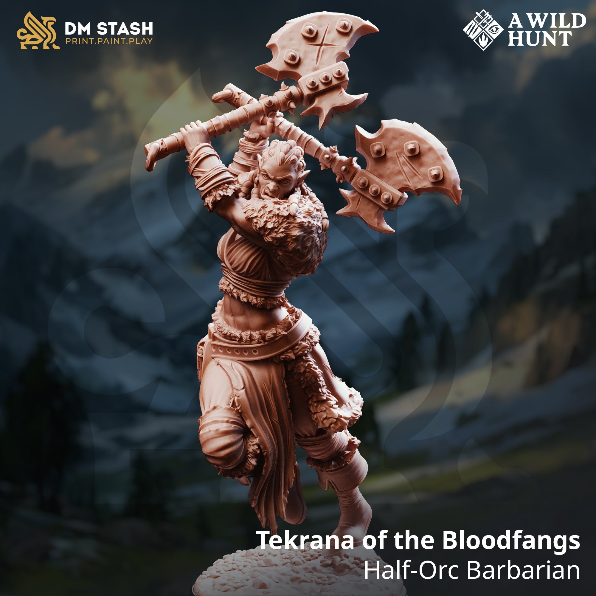 Tekrana of the Bloodfangs (Female Half-Orc Barbarian)