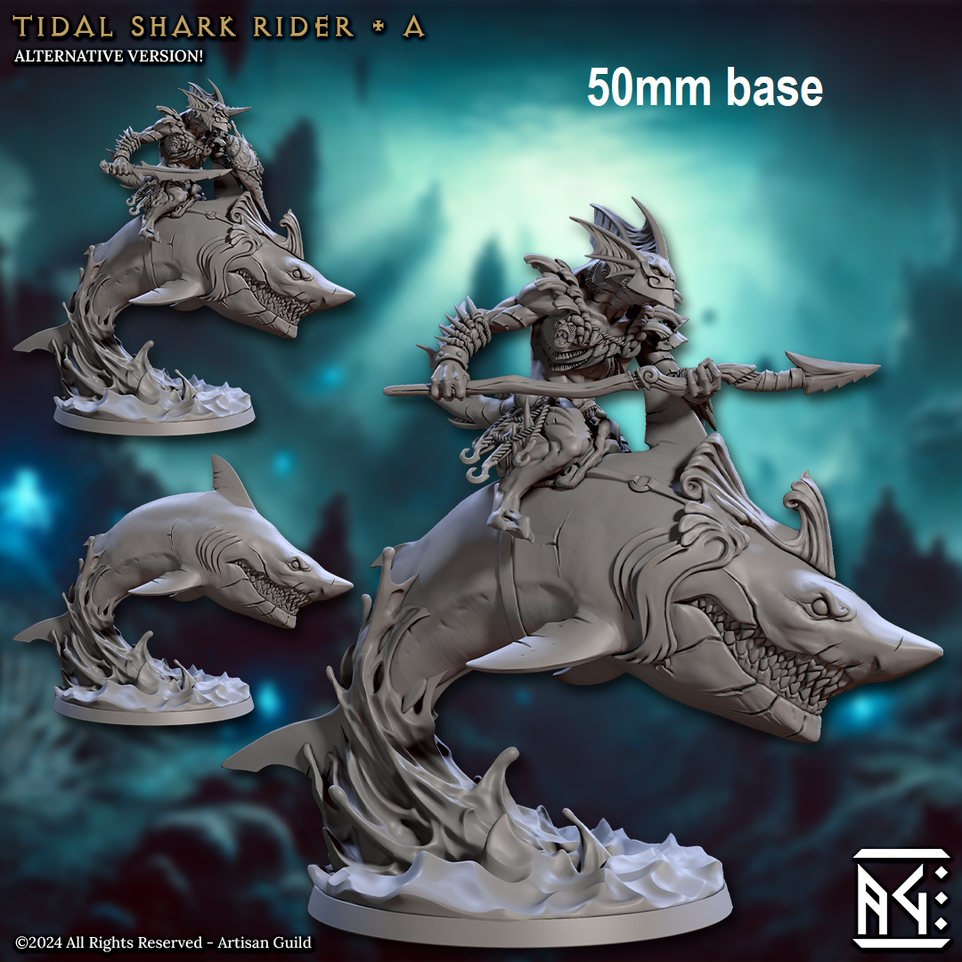 Tidal Shark Rider: Sculpt A (Mounted Male Merfolk Warrior)