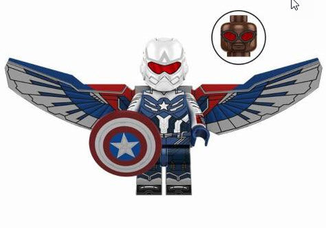 Captain America (Falcon) Custom Minifig – White Helmet & Blue Suit Variant