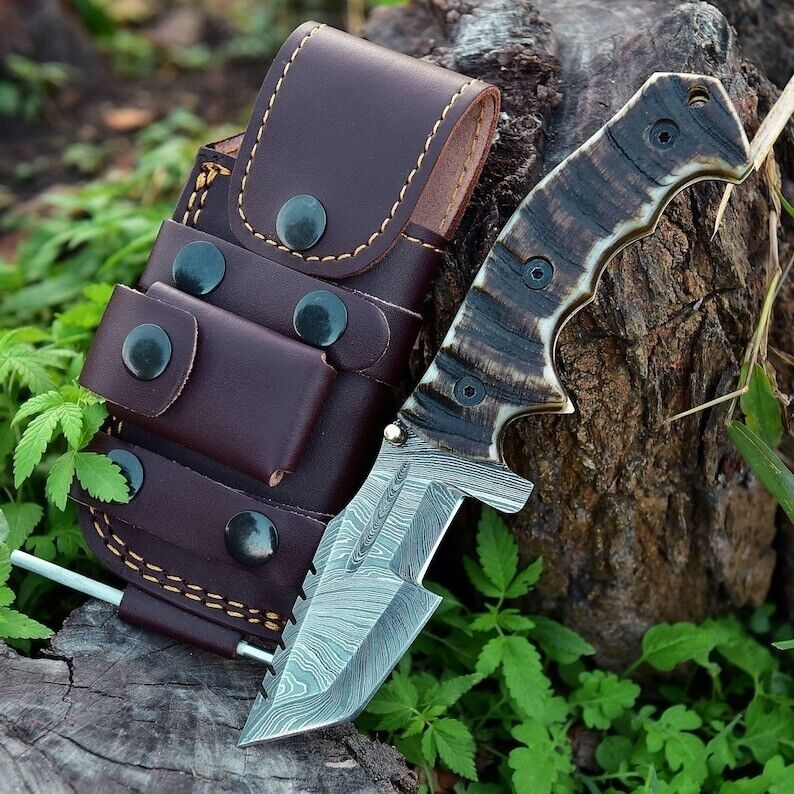 EDC Tracker Folding Pocket Knife - Handmade Damascus Steel