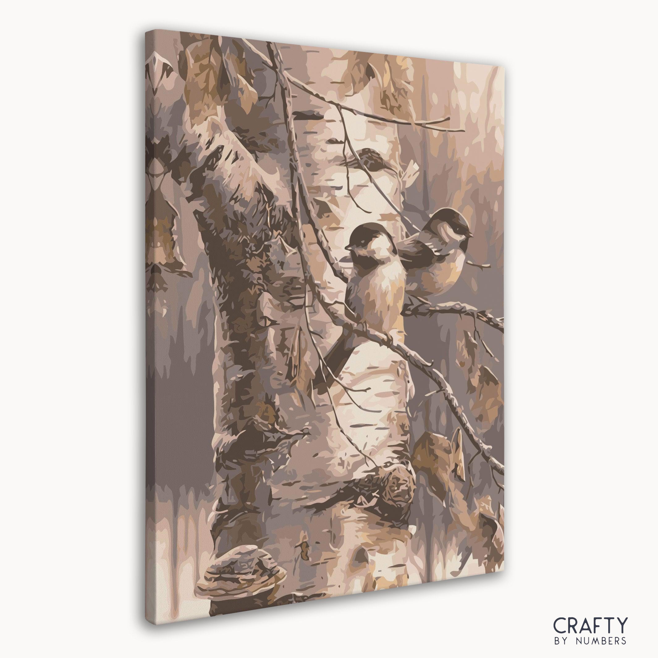 Two Friend Birds on Birch Tree