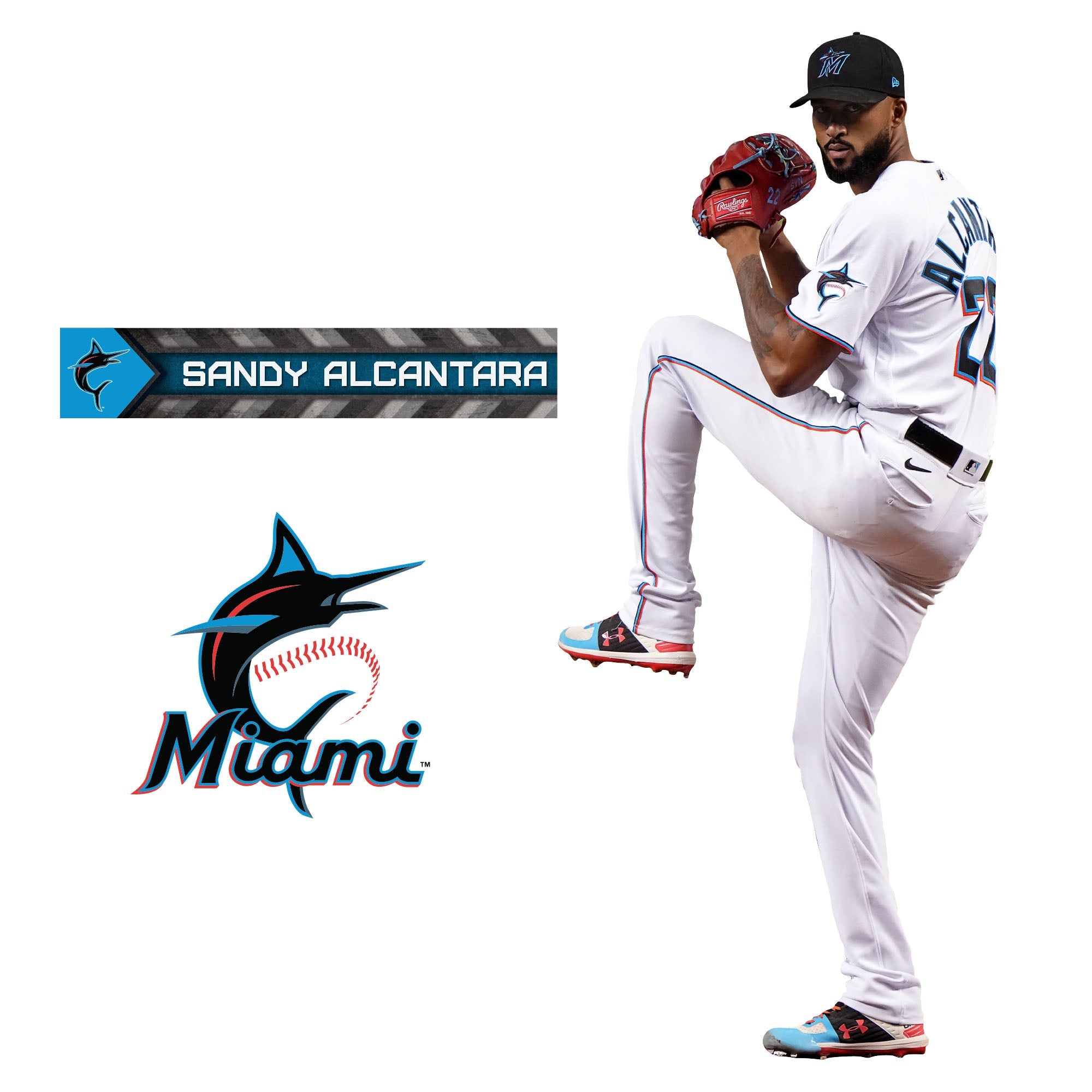 Sandy Alcantara - RealBig Collection - Official MLB - Miami Marlins - Reusable Vinyl Wall Decals #1