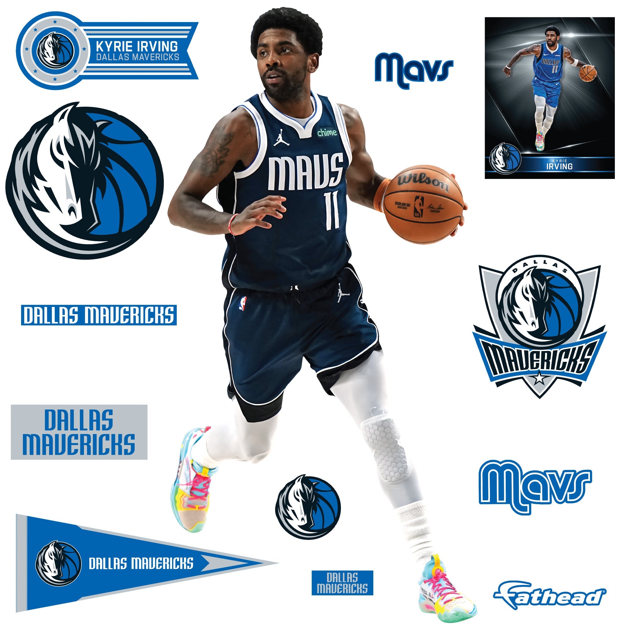 Kyrie Irving - RealBig Collection - Official NBA - Dallas Mavericks - Reusable Vinyl Wall Decals