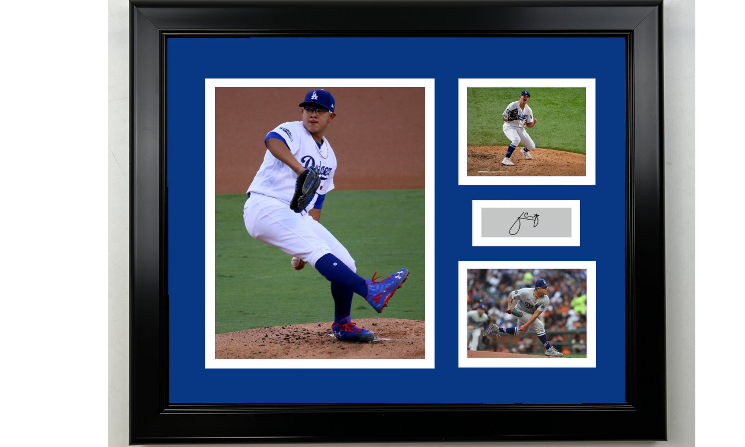 Framed Julio Urias Los Angeles Dodgers Facsimile Laser Engraved Signature Baseball 14x11 3 Photo Collage
