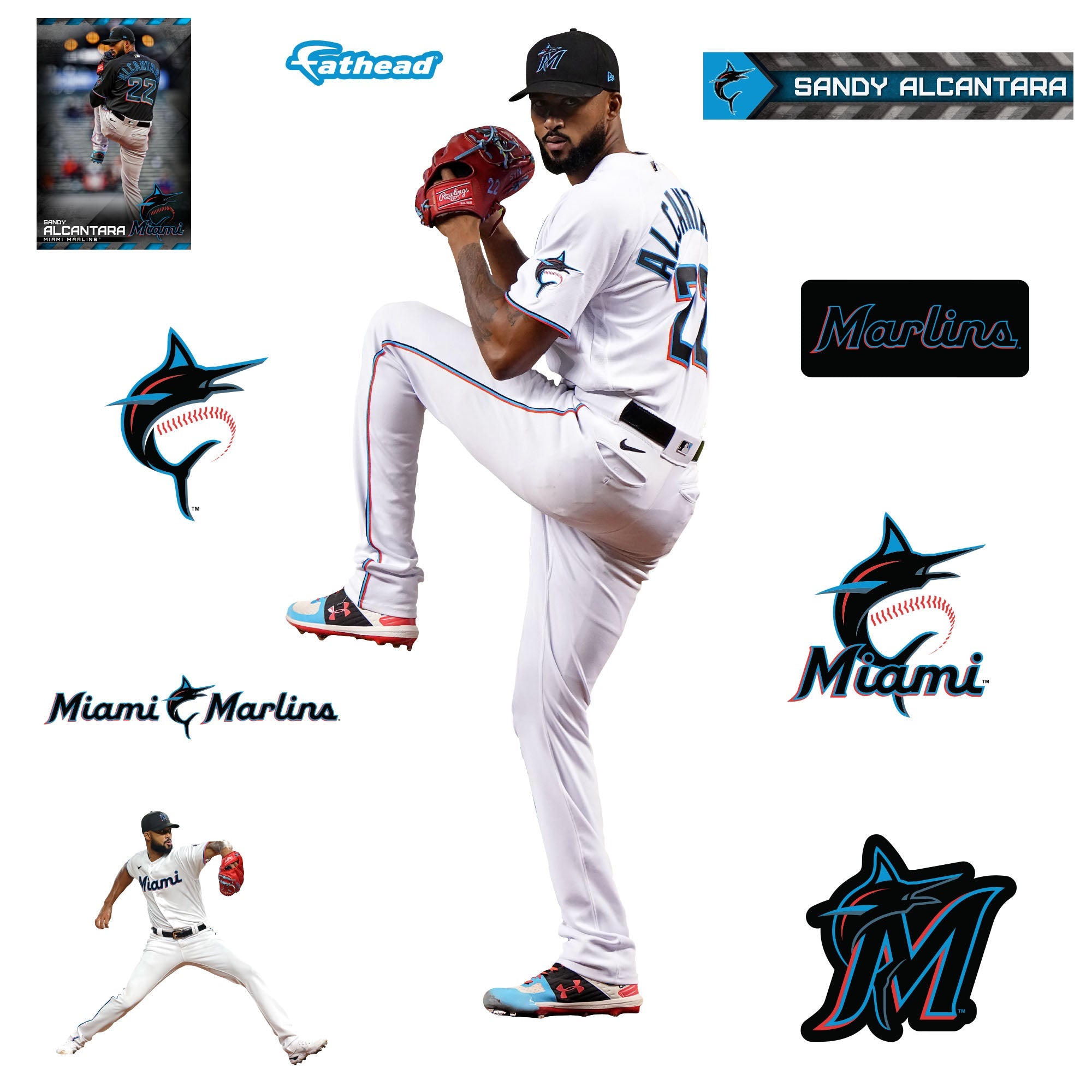Sandy Alcantara - RealBig Collection - Official MLB - Miami Marlins - Reusable Vinyl Wall Decals #1