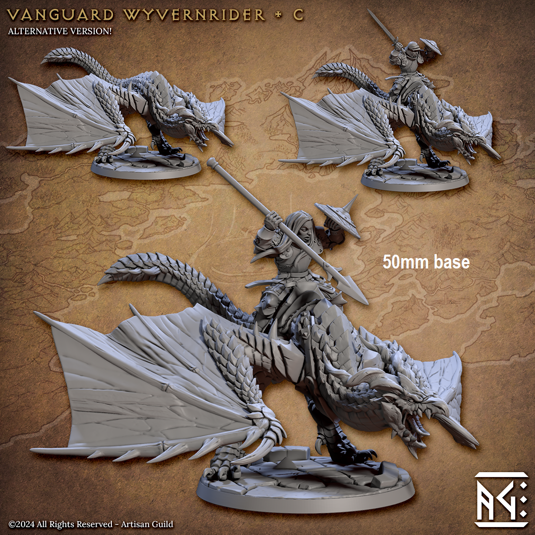 Vanguard Wyvernrider: Base Sculpt C (Mounted Female Human Fighter)