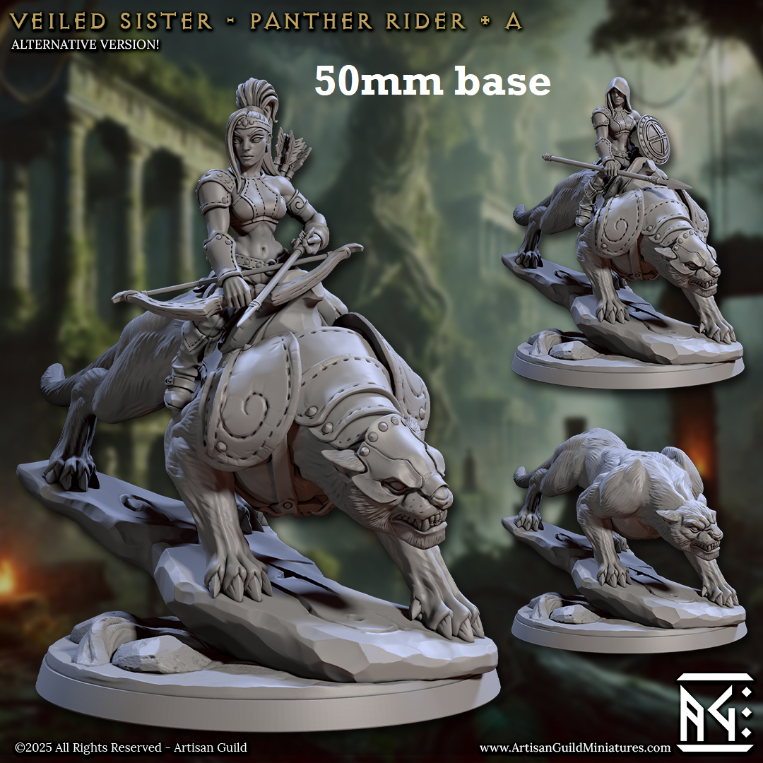 Veiled Sister Panther Rider: Sculpt A (Female Human Ranger Cavalry Unit)