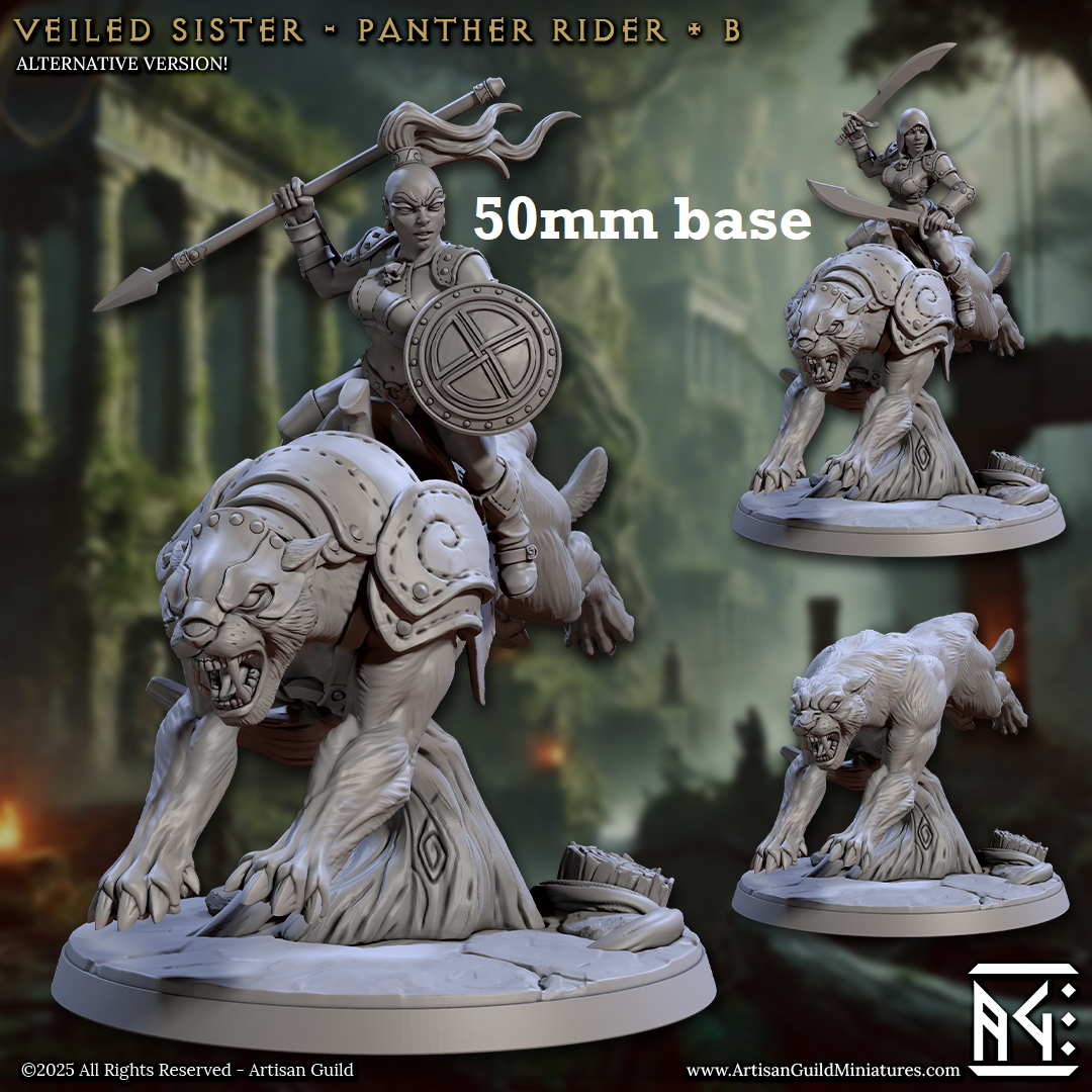 Veiled Sister Panther Rider: Sculpt B (Female Human Fighter / Assassin Cavalry Unit)