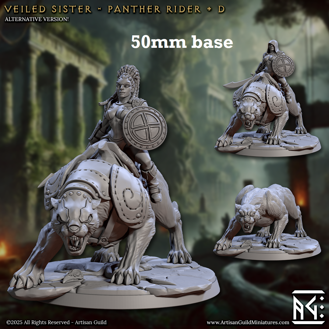 Veiled Sister Panther Rider: Sculpt D (Female Human Fighter Cavalry Unit)