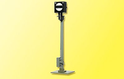 Viessmann 4517 HO Scale Operating European-Style Semaphore Distant Signal - Assembled -- Black & White Banner Style