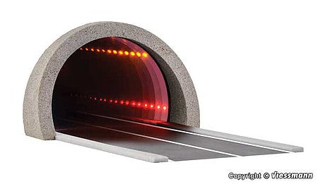 Viessmann 5098 HO Scale Road Tunnel with Modern Concrete Portal and LED Interior Lights - Stone Art -- 4-3/4 x 3 x 1-3/4"  12 x 7.6 x 4.5cm with 7-1/16"  18cm of Roadway