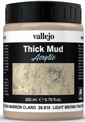 Vallejo 26810 200ml Bottle Light Brown Thick Mud Diorama FX