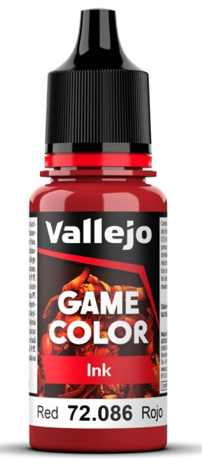 Vallejo 72086 18ml Bottle Red Ink Game Color (6/Bx)