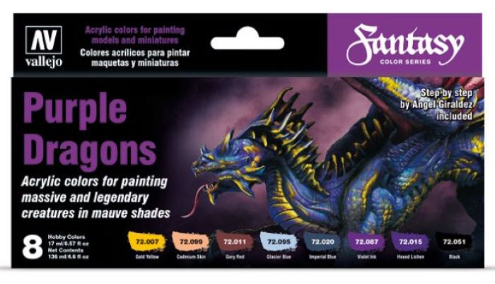 Vallejo 72305 17ml Bottle Fantasy Purple Dragons Game Color Paint Set (8 Colors)