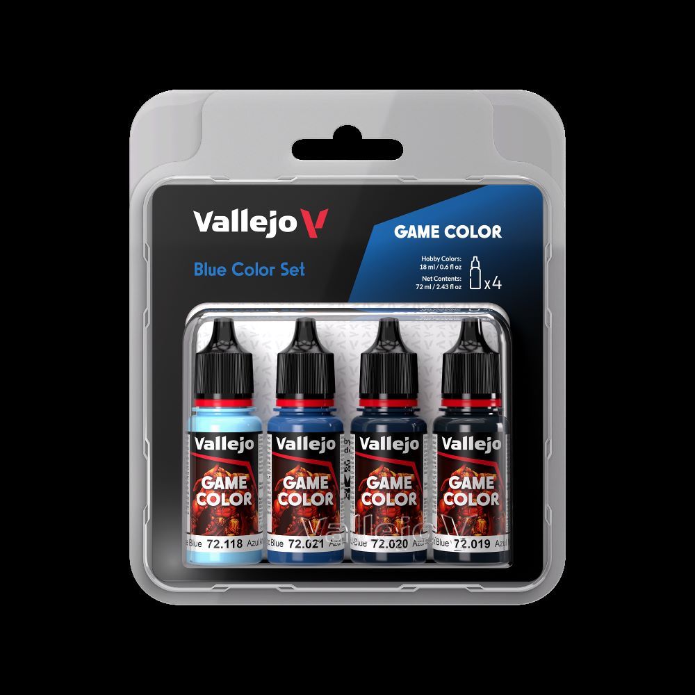 Vallejo 72376 18ml Bottle Blue (Base, Shadow, Light) Game Color Paint Set (4 Col