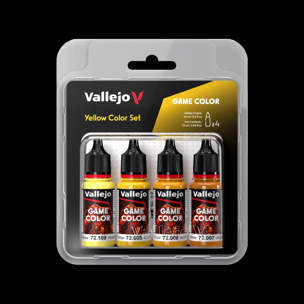 Vallejo 72378 18ml Bottle Yellow (Base, Shadow, Light) Game Color Paint Set (4 C
