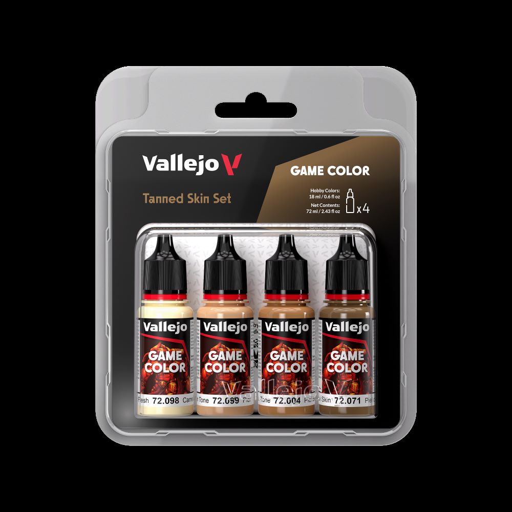 Vallejo 72380 18ml Bottle Tanned Skin (Base, Shadow, Light) Game Color Paint Set