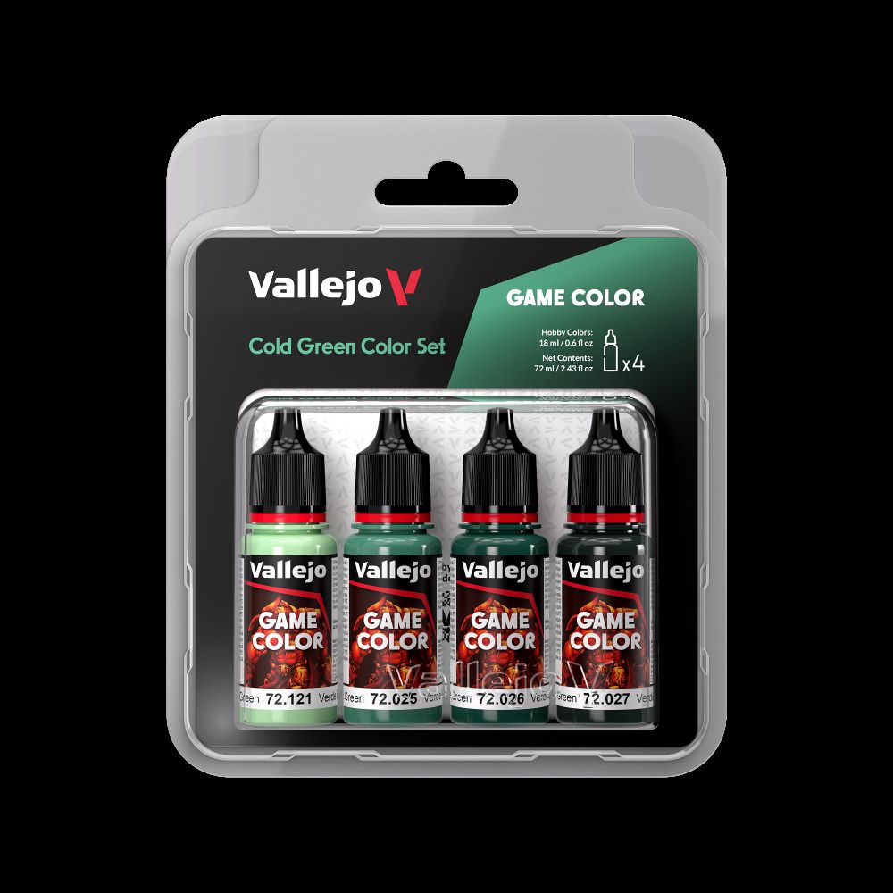 Vallejo 72383 18ml Bottle Cold Green (Base, Shadow, Light) Game Color Paint Set