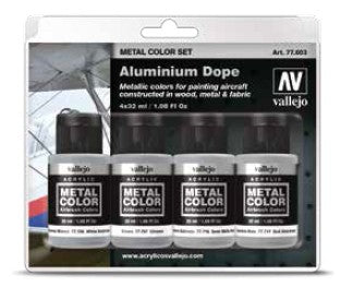 Vallejo 77603 32ml Bottle Aluminum Dope Aircraft Metal Color Paint Set (4 Colors