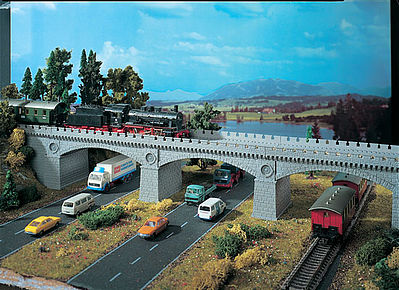 Vollmer 42551 HO Scale Bridge - Gray Brick -- 15-3/4 x 3-1/32 x 4-1/64"  40 x 7.7 x 10.2cm